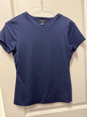 Halogen Navy Short-Sleeve Crewneck Top